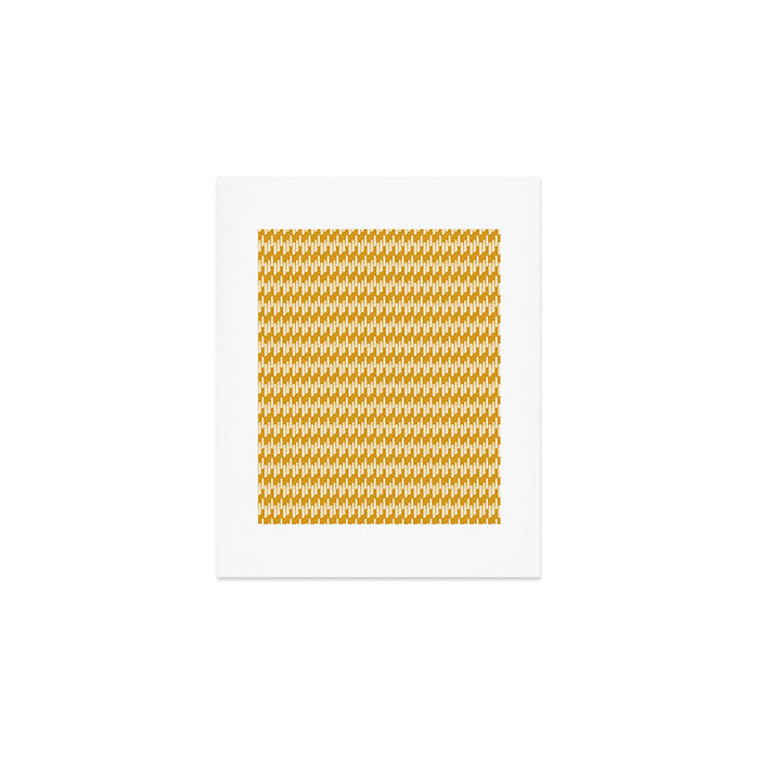 Modern Ink Weave Ikat Mudcloth Pattern in Marigold Mustard Ochre Art Print Gallery Image 1