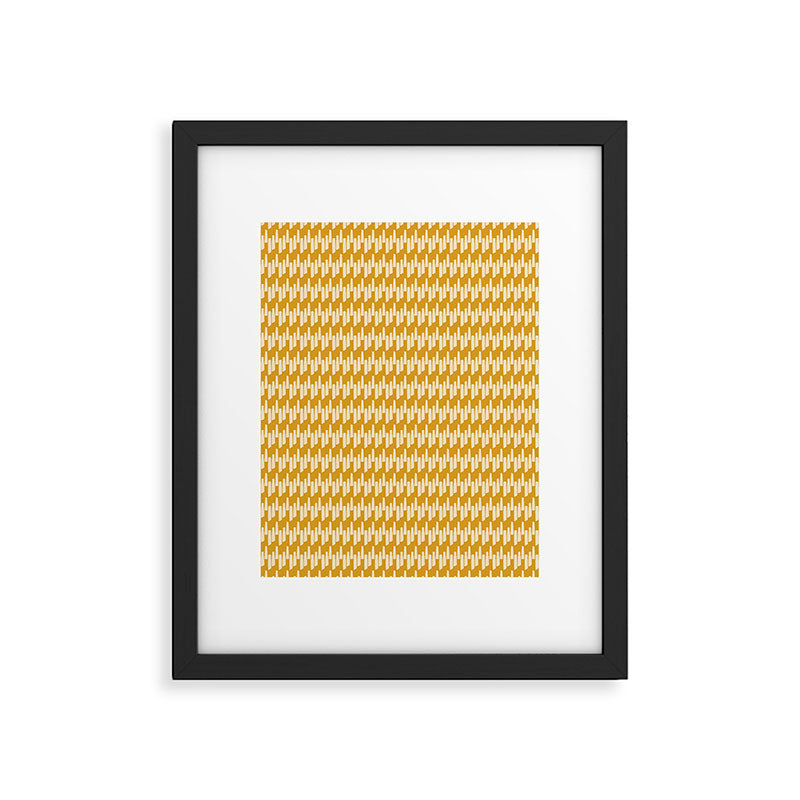 Modern Ink Weave Ikat Mudcloth Pattern in Marigold Mustard Ochre Framed Art Print Gallery Image 5