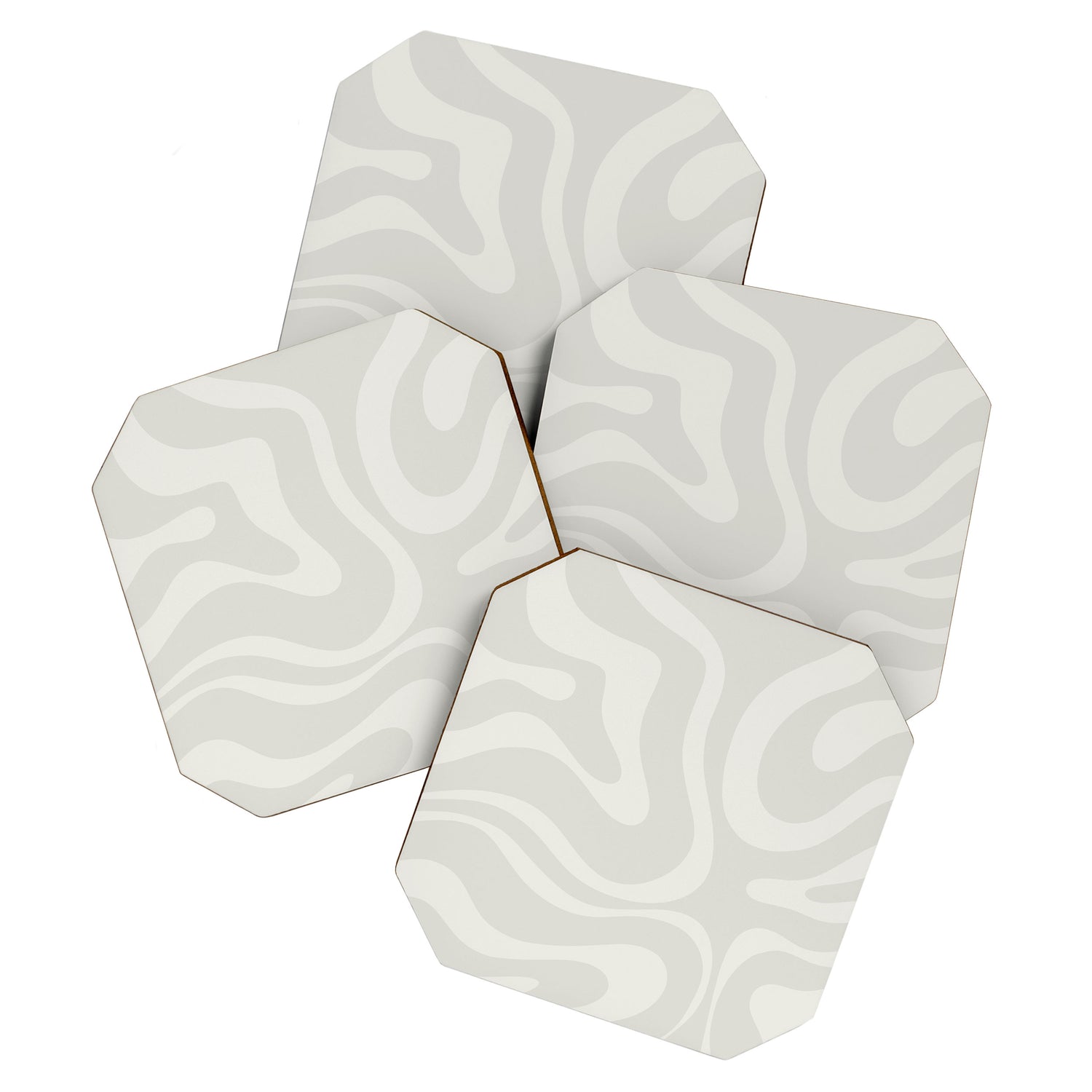 Modern Liquid Swirl Abstract in Bone Coaster Gallery Image 1
