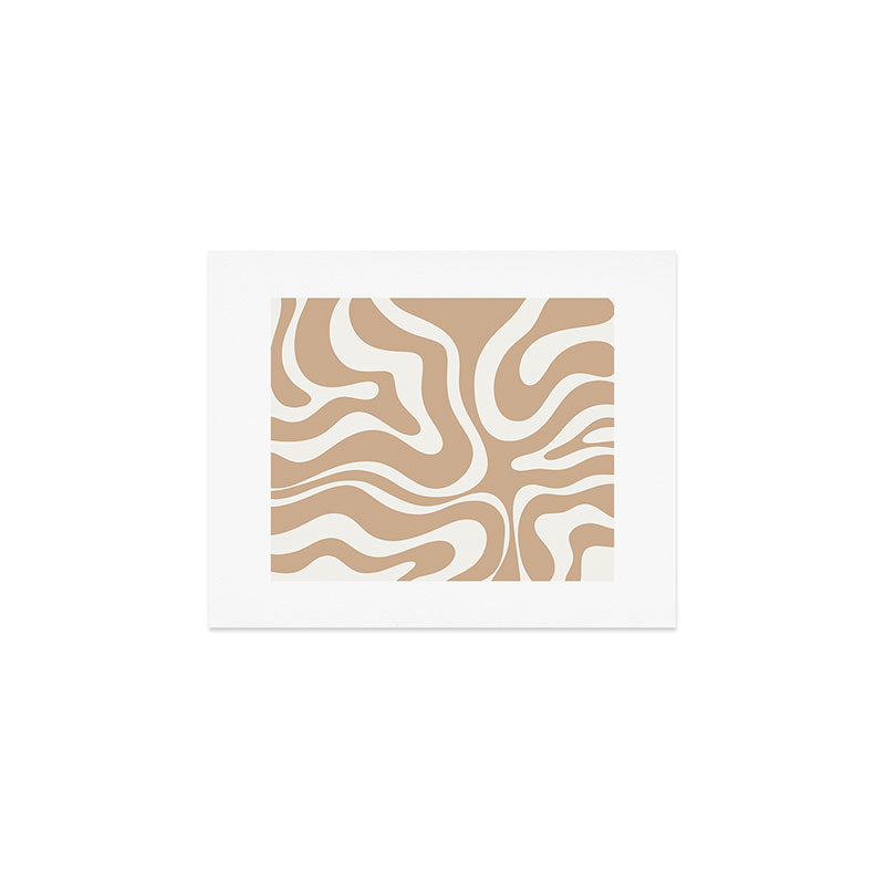 Modern Liquid Swirl Abstract Pattern in Coffee Creme Art Print Gallery Image 1
