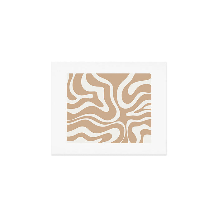 Modern Liquid Swirl Abstract Pattern in Coffee Creme Art Print Gallery Image 1