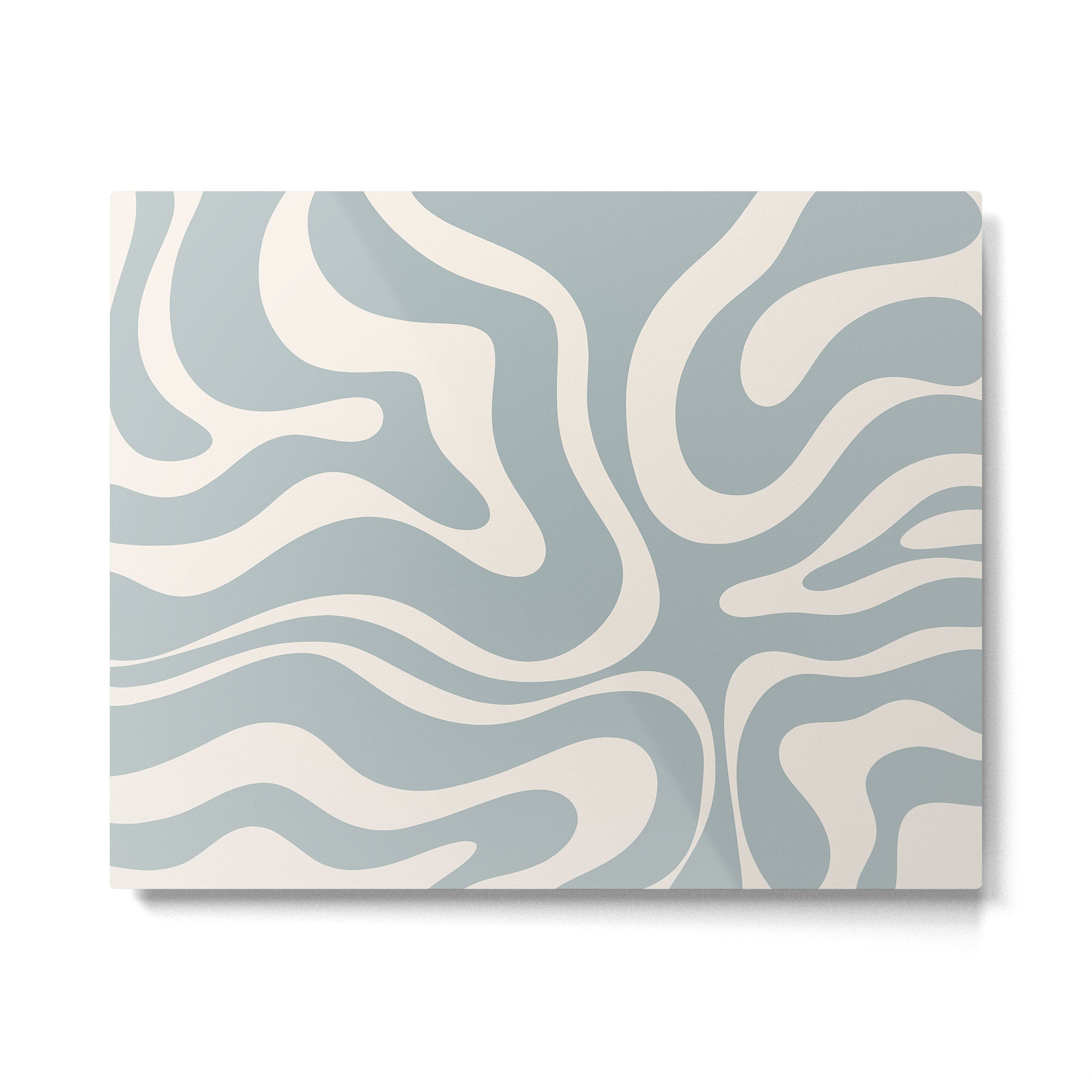 Modern Liquid Swirl Abstract Pattern in Light Blue-Grey and Cream  Metal Print Gallery Image 6