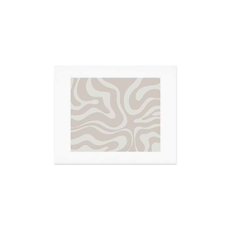 Modern Liquid Swirl Abstract Pattern in Neutral Light Beige Tones Art Print Gallery Image 1