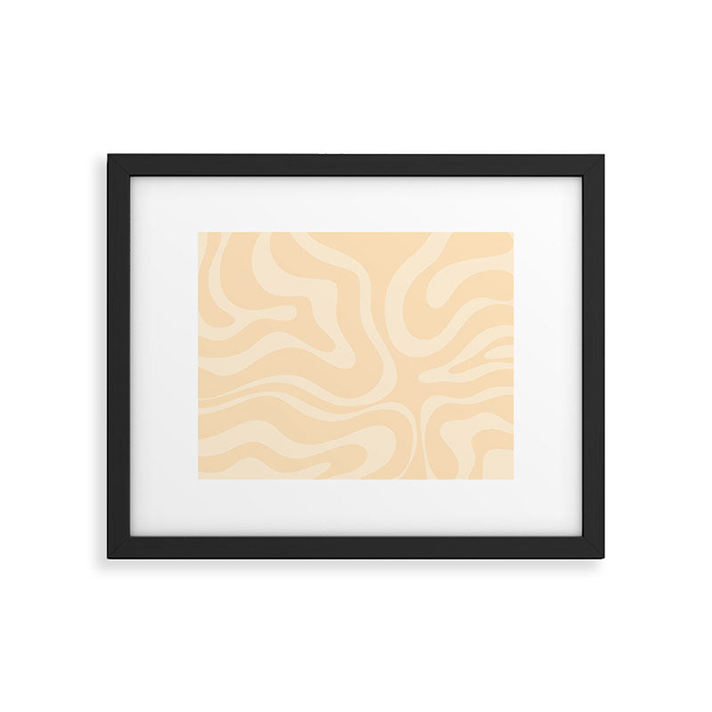 Modern Liquid Swirl Abstract Pattern in Pale Apricot Cream Framed Art Print Gallery Image 5