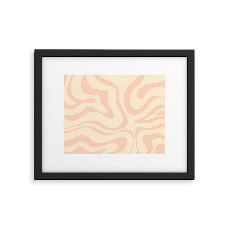 Modern Liquid Swirl Abstract Pattern in Pale Blush and Cream Framed Art Print Gallery Image 5
