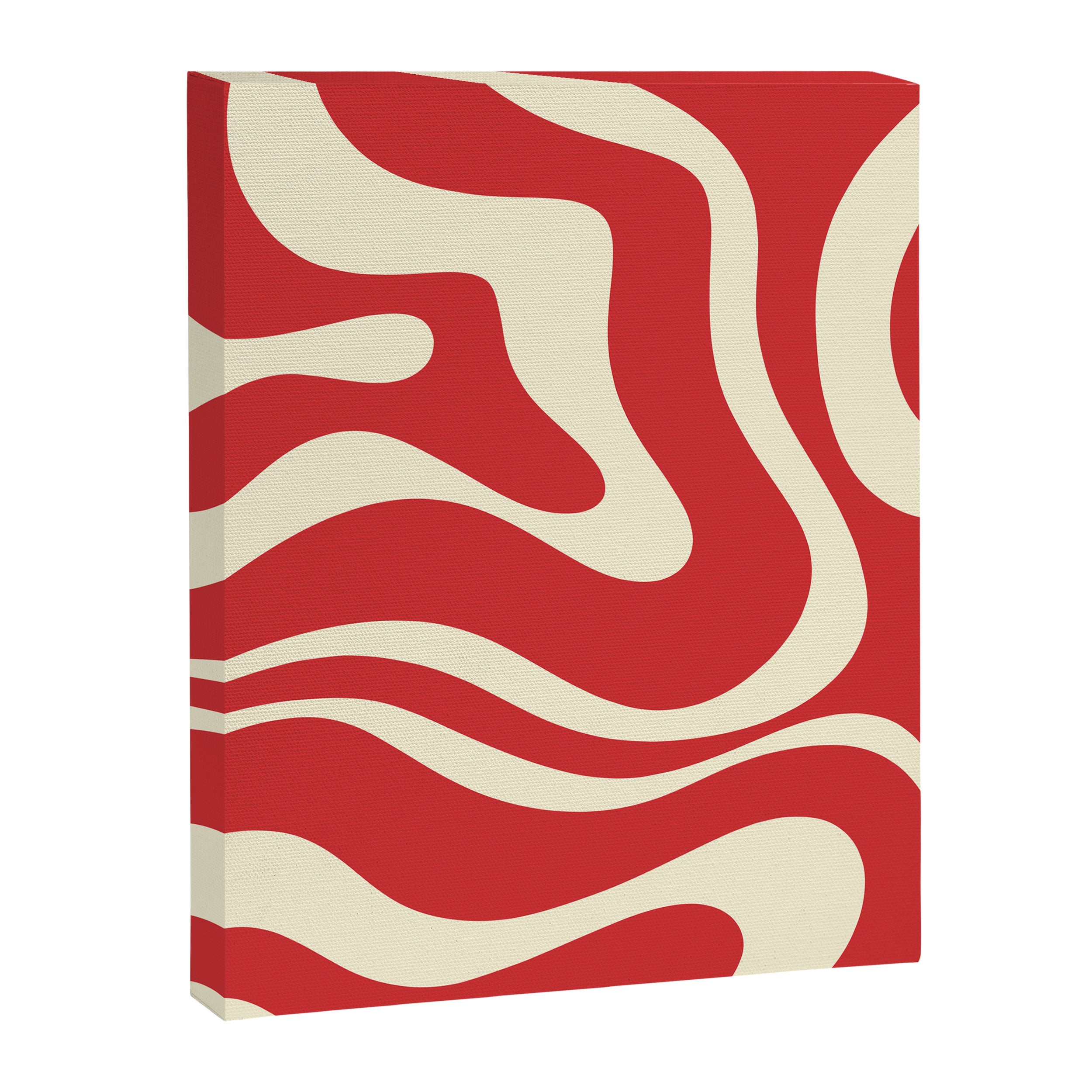 Modern Liquid Swirl Abstract Pattern in Retro Christmas Red and Cream Canvas Print Gallery Image 8