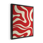 Modern Liquid Swirl Abstract Pattern in Retro Christmas Red and Cream Framed Canvas Print Gallery Image 2