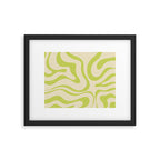 Modern Liquid Swirl Abstract Pattern Light Lime Linden and Beige Framed Art Print Gallery Image 5