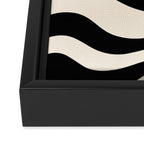 Modern Liquid Swirl Abstract Pattern Square in Almond Cream and Black Framed Canvas Print Gallery Image 3
