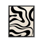 Modern Liquid Swirl Abstract Pattern Square in Almond Cream and Black Framed Canvas Print Gallery Image 8