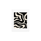 Modern Liquid Swirl Abstract Pattern Square in Black and Almond Cream  Art Print Gallery Image 1