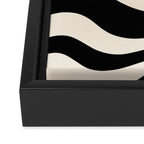 Modern Liquid Swirl Abstract Pattern Square in Black and Almond Cream  Framed Canvas Print Gallery Image 3