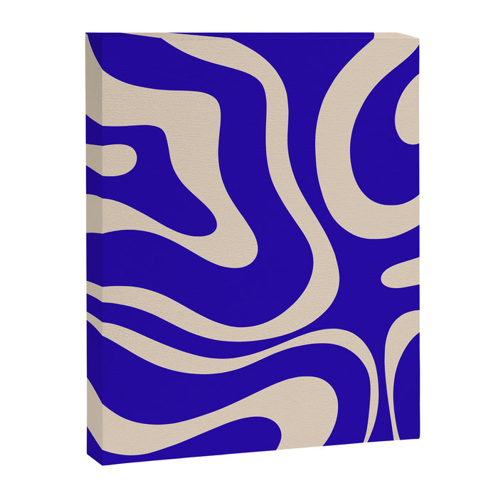 Modern Liquid Swirl Abstract Pattern Square in Cobalt Blue  Canvas Print Gallery Image 1