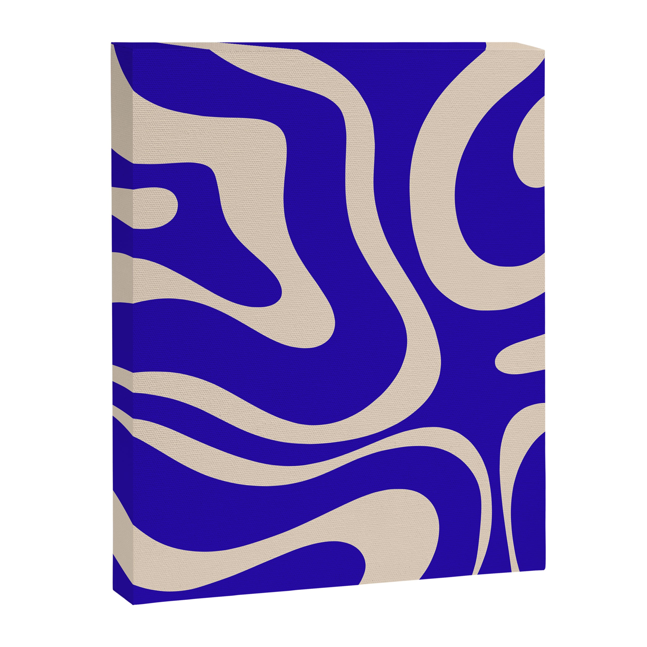 Modern Liquid Swirl Abstract Pattern Square in Cobalt Blue  Canvas Print Gallery Image 8