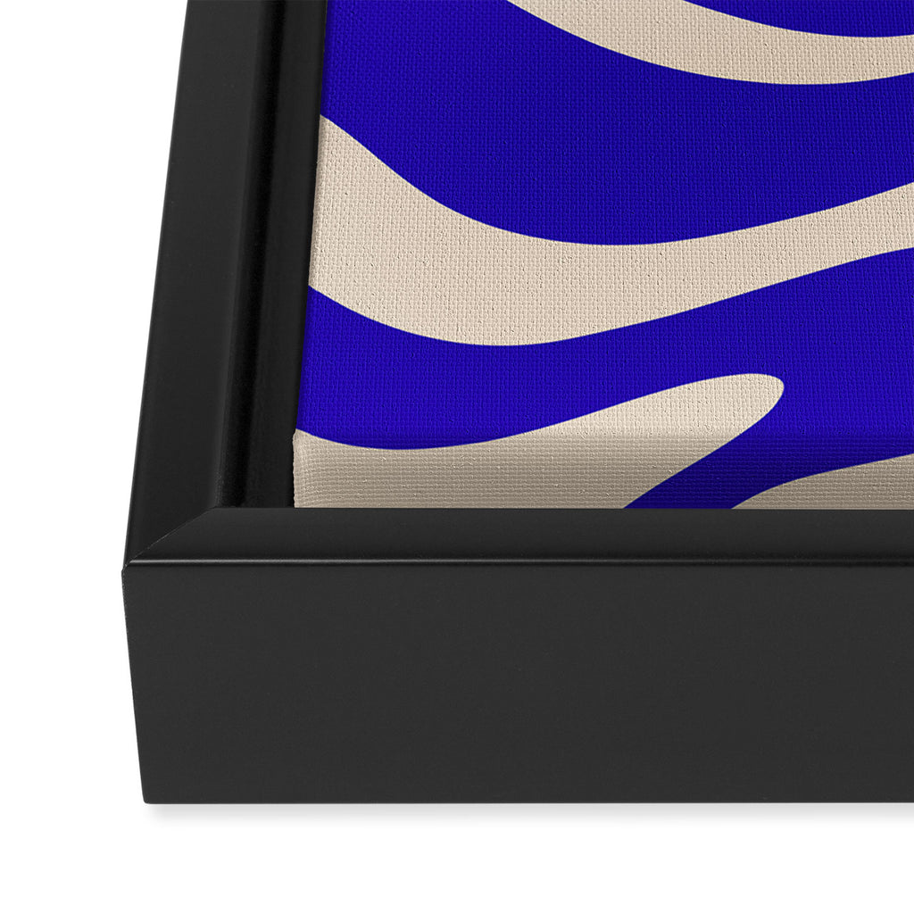 Modern Liquid Swirl Abstract Pattern Square in Cobalt Blue  Framed Canvas Print Gallery Image 3