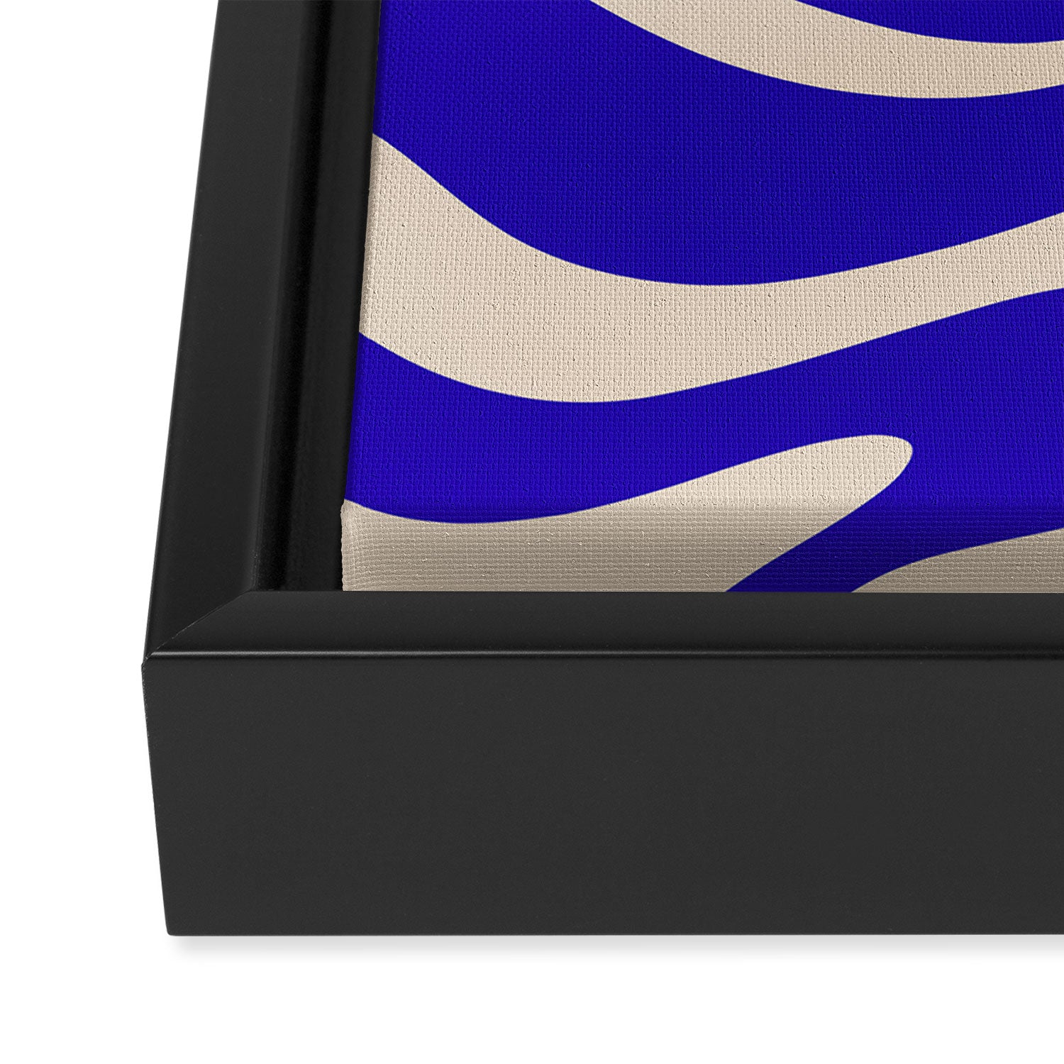 Modern Liquid Swirl Abstract Pattern Square in Cobalt Blue  Framed Canvas Print Gallery Image 3