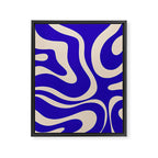 Modern Liquid Swirl Abstract Pattern Square in Cobalt Blue  Framed Canvas Print Gallery Image 8