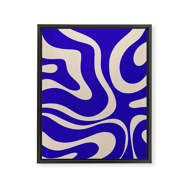 Modern Liquid Swirl Abstract Pattern Square in Cobalt Blue  Framed Canvas Print Gallery Image 8