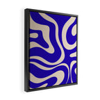 Modern Liquid Swirl Abstract Pattern Square in Cobalt Blue  Framed Canvas Print Gallery Image 2