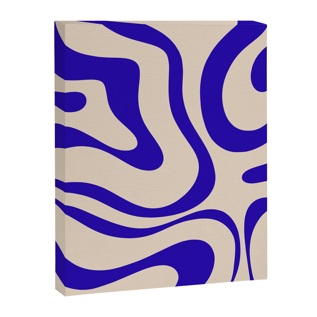 Modern Liquid Swirl Abstract Pattern Square in Cobalt Blue Canvas Print Gallery Image 8