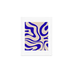 Modern Liquid Swirl Abstract Pattern Square in Cobalt Blue Art Print Gallery Image 1