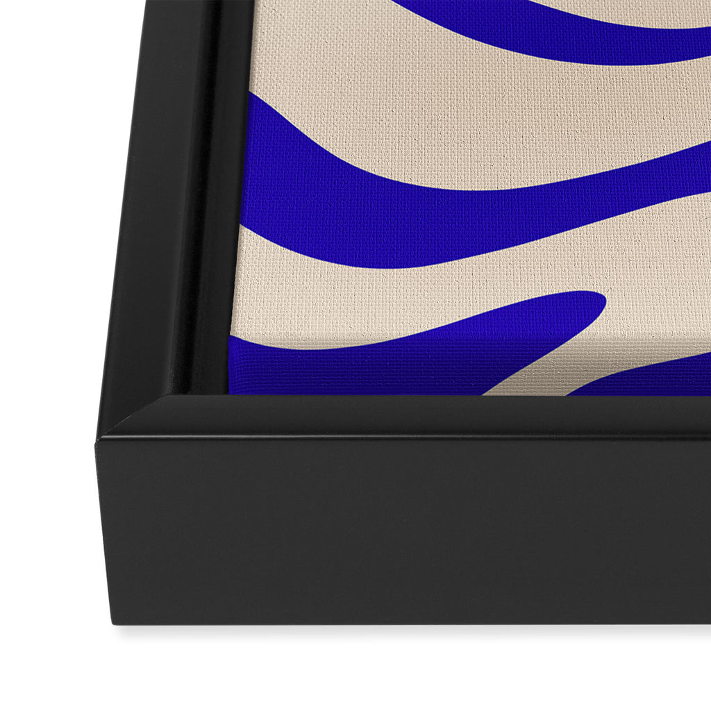 Modern Liquid Swirl Abstract Pattern Square in Cobalt Blue Framed Canvas Print Gallery Image 3