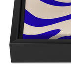 Modern Liquid Swirl Abstract Pattern Square in Cobalt Blue Framed Canvas Print Gallery Image 3