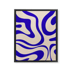 Modern Liquid Swirl Abstract Pattern Square in Cobalt Blue Framed Canvas Print Gallery Image 8