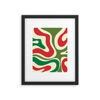 Modern Liquid Swirl Abstract Pattern Square in Retro Christmas Red Green Cream Framed Art Print Gallery Image 6