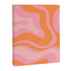 Modern Liquid Swirl Abstract Pattern Square in Retro Pink and Orange Canvas Print Gallery Image 8