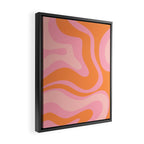 Modern Liquid Swirl Abstract Pattern Square in Retro Pink and Orange Framed Canvas Print Gallery Image 2