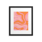 Modern Liquid Swirl Abstract Pattern Square in Retro Pink and Orange Framed Art Print Gallery Image 6