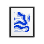 Modern Liquid Swirl Abstract Pattern Square Royal Blue, Light Blue, White Framed Art Print Gallery Image 6