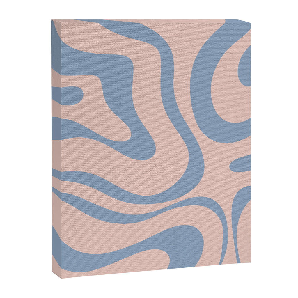 Modern Liquid Swirl Abstract Square in Pastel Blush Pink and Light Blue Canvas Print Gallery Image 8