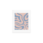Modern Liquid Swirl Abstract Square in Pastel Blush Pink and Light Blue Art Print Gallery Image 1