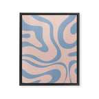 Modern Liquid Swirl Abstract Square in Pastel Blush Pink and Light Blue Framed Canvas Print Gallery Image 8