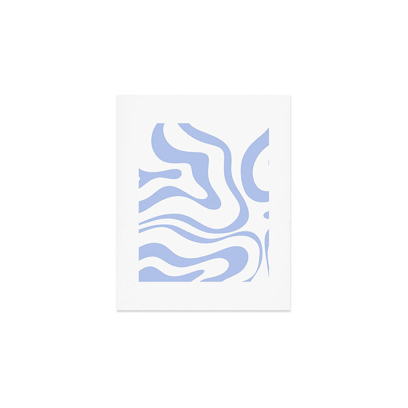 Modern Liquid Swirl Abstract Square in White and Light Blue Periwinkle  Art Print Gallery Image 1