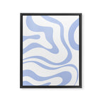 Modern Liquid Swirl Abstract Square in White and Light Blue Periwinkle  Framed Canvas Print Gallery Image 8