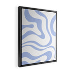 Modern Liquid Swirl Abstract Square in White and Light Blue Periwinkle  Framed Canvas Print Gallery Image 2