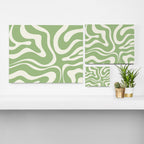 Modern Liquid Swirl Abstract Pattern in Light Sage Green and Cream Canvas Print Gallery Image 3