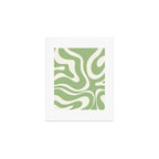 Modern Liquid Swirl Abstract Pattern in Light Sage Green and Cream Art Print Gallery Image 1