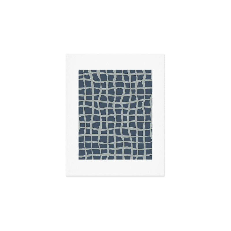 Modern Mesh Pattern in Neutral Blue Gray Art Print Gallery Image 1
