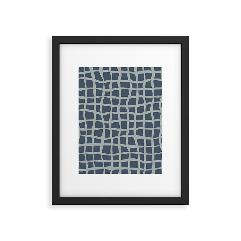 Modern Mesh Pattern in Neutral Blue Gray Framed Art Print Gallery Image 6