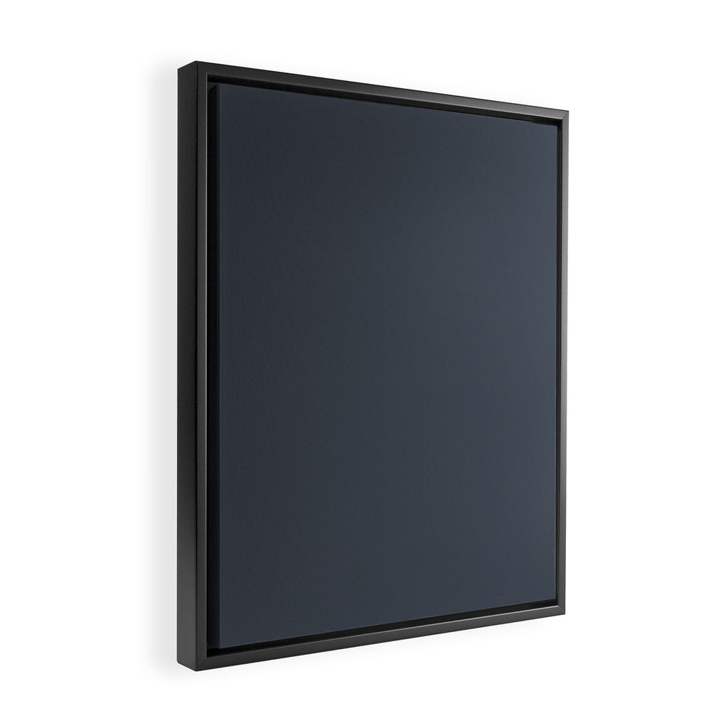 Modern Navy Blue Gray Solid Framed Canvas Print Gallery Image 2