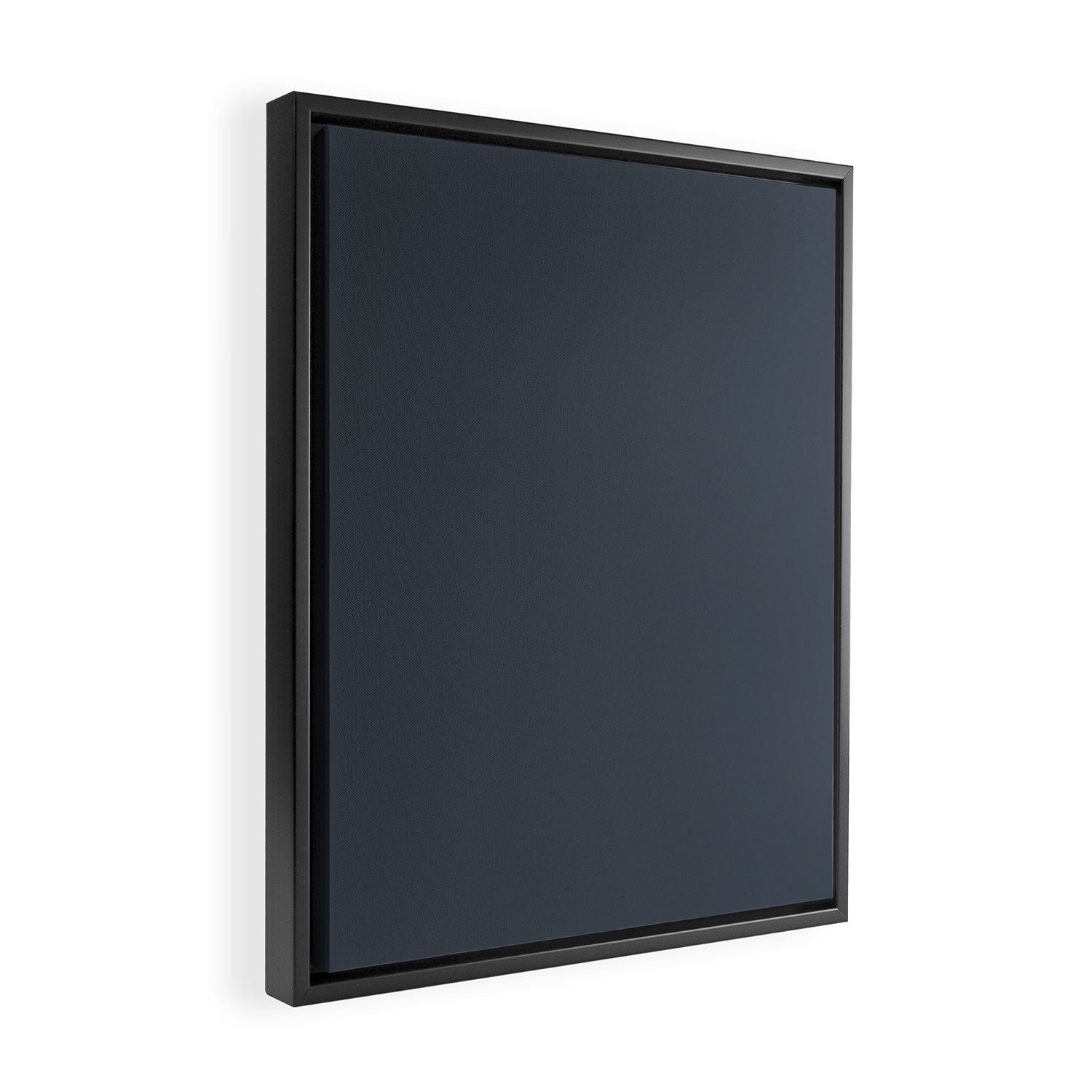 Modern Navy Blue Gray Solid Framed Canvas Print Gallery Image 2