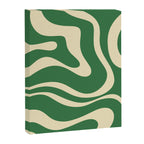 Modern Retro Liquid Swirl Abstract Forest Green and Cream Canvas Print Gallery Image 8