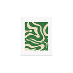 Modern Retro Liquid Swirl Abstract Forest Green and Cream Art Print Gallery Image 1