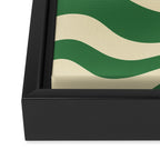 Modern Retro Liquid Swirl Abstract Forest Green and Cream Framed Canvas Print Gallery Image 3