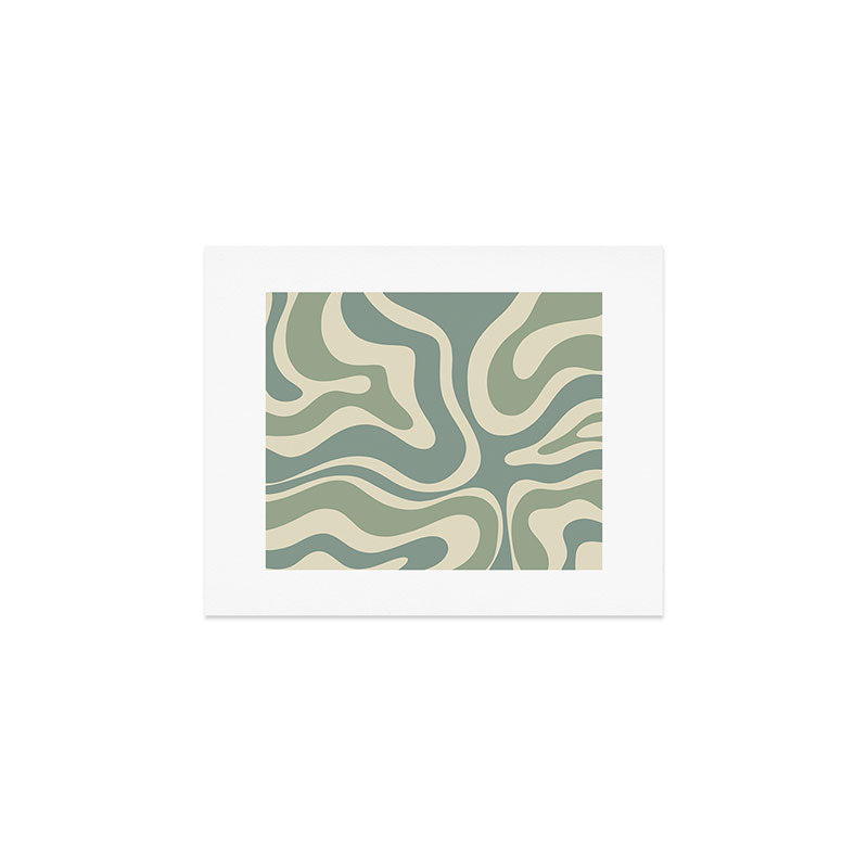 Modern Retro Liquid Swirl Abstract in Eucalyptus Green Art Print Gallery Image 1
