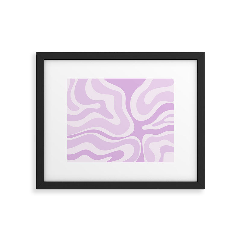 Modern Retro Liquid Swirl Abstract in Light Lilac Framed Art Print Gallery Image 5